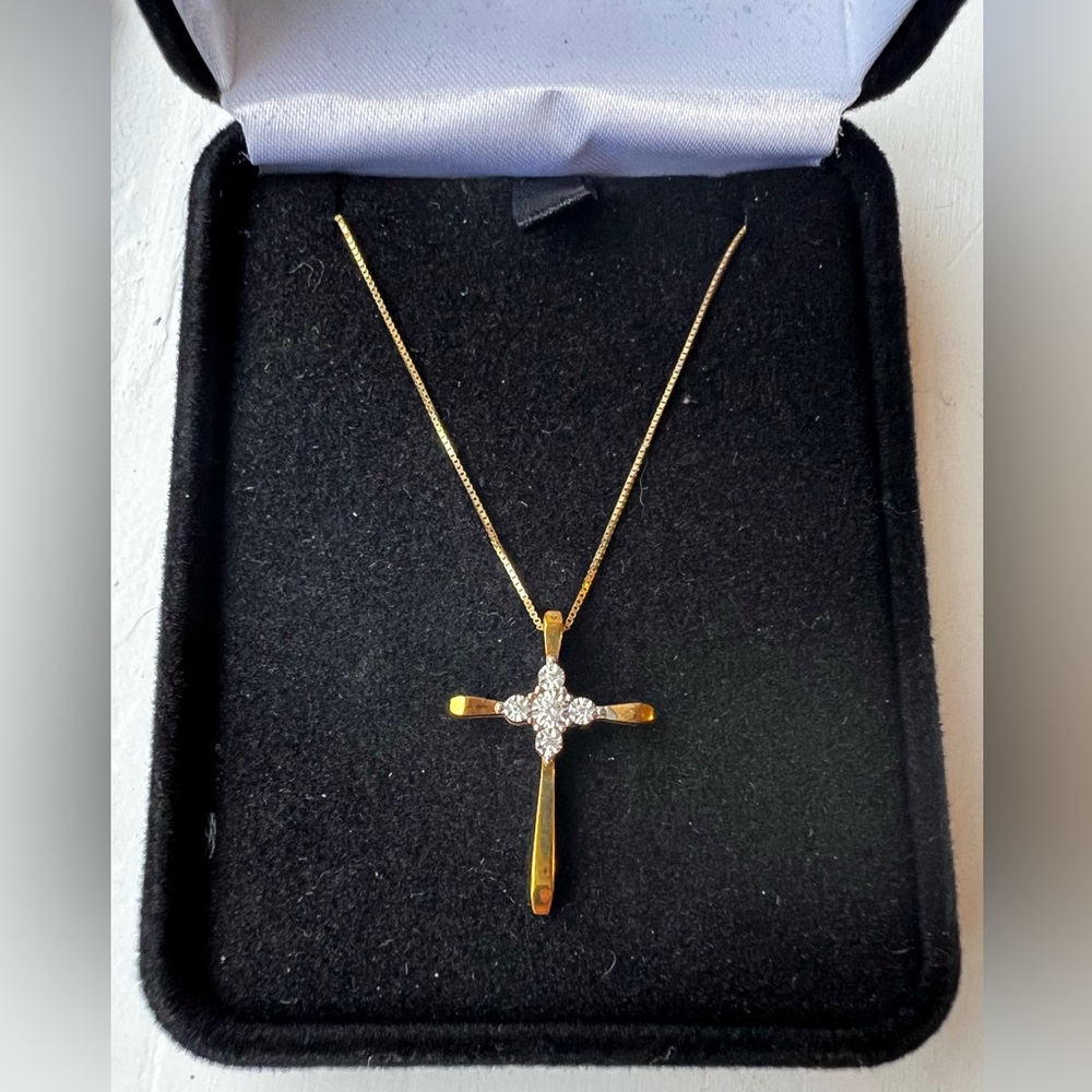 SOLD Diamond Cross Necklace 10k Gold by Kay Jewlers